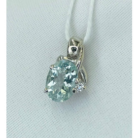 Золота підвіска з діамантом і аквамарином